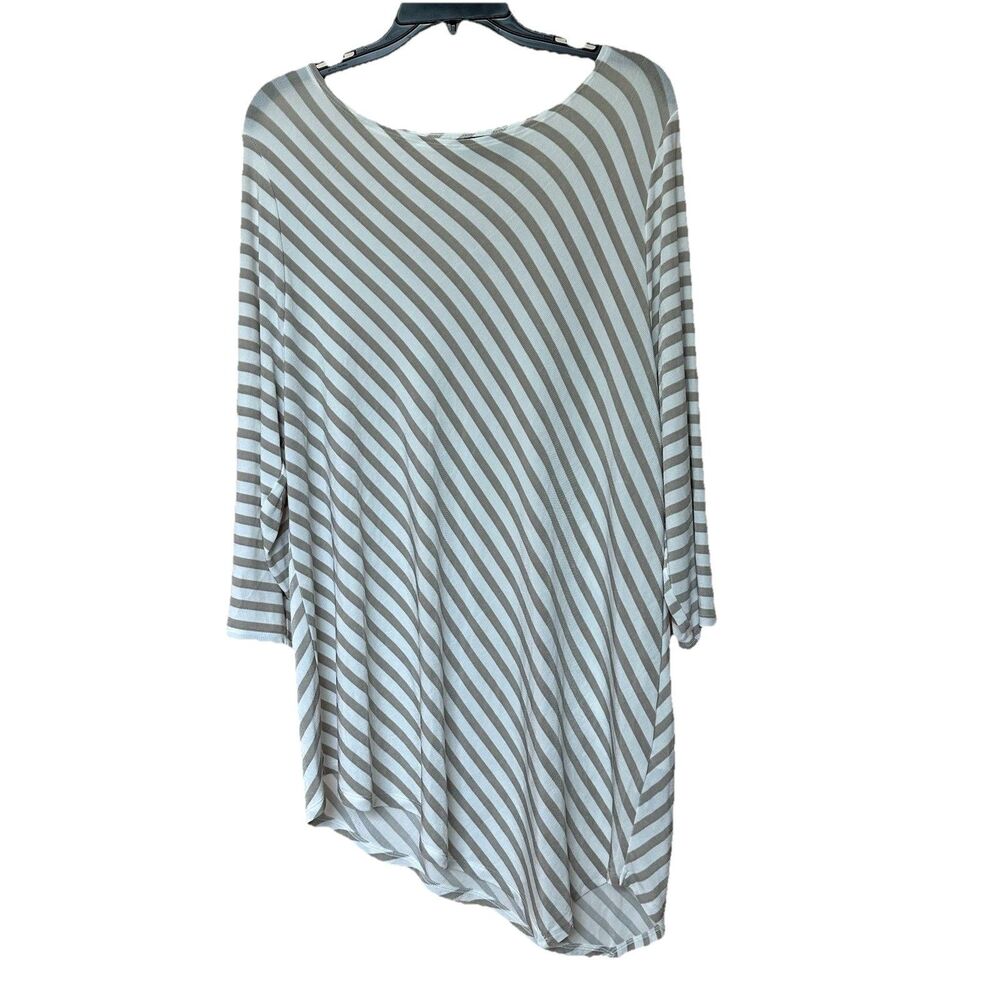 Travelers By Chicos Tunic 3 XL Asymmetrical Striped Pullover Stretch Lagen Boho